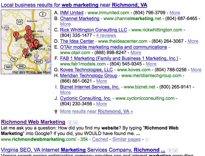 Richmond Web Marketing on Google